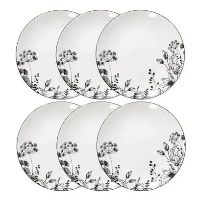 Lot de 6 assiettes à dessert "White Floral" Retour Gratuit