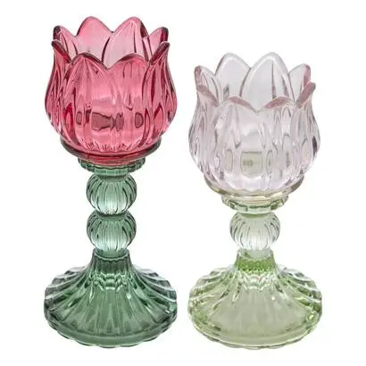 Lot de 2 photophores "Fleur de Rose" Seulement Aujourd'hui