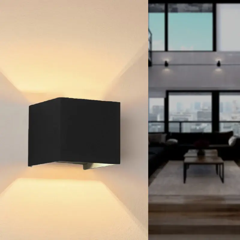 Applique Murale Noire Design LED 6W IP54 Carré Must-Have