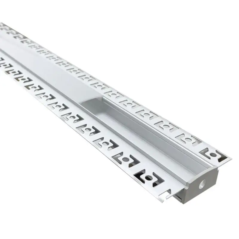 Profilé Aluminium encastré 2m pour Ruban LED Double Couvercle Blanc Opaque Meilleure Vente