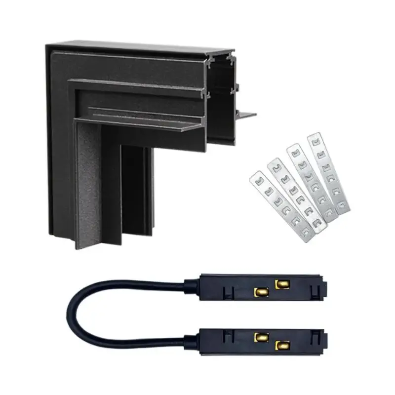 Connecteur Angle Rentrant Pour Rail Magnétique Encastré Noir + Connecteur Souple Expédition Rapide