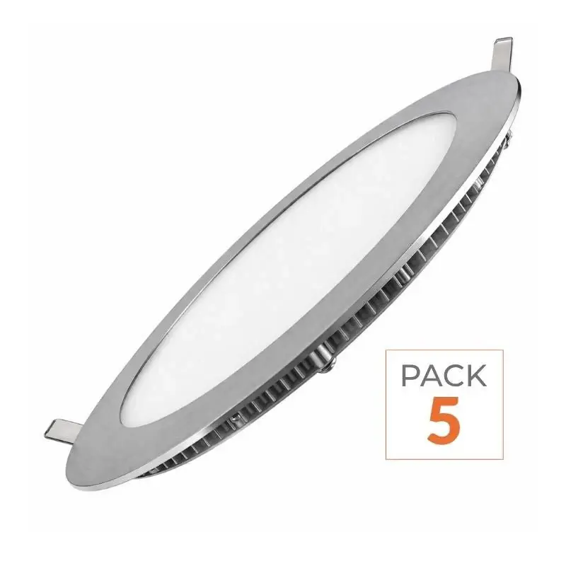 Downlight Dalle LED Extra Plate Ronde ALU 18W - Pack de 5 Usine Directe