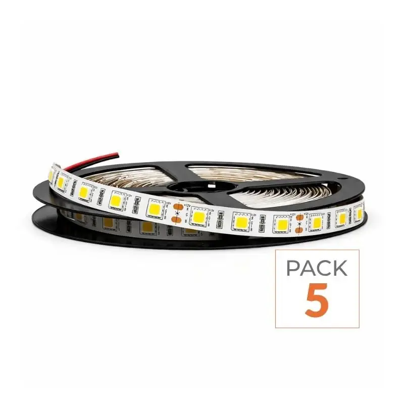 Vente Directe Ruban LED 12V 5M 5050 IP20 60LED/m – Pack de 5
