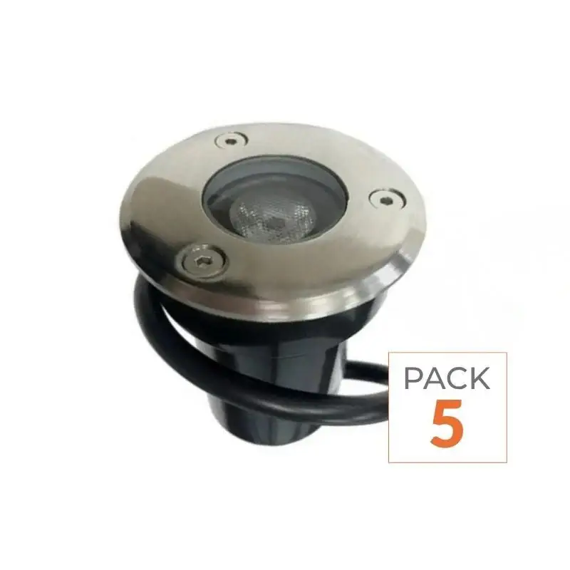 Prix Cassé Spot Extérieur Encastrable LED IP65 220V Sol 3W 45° - Pack de 5