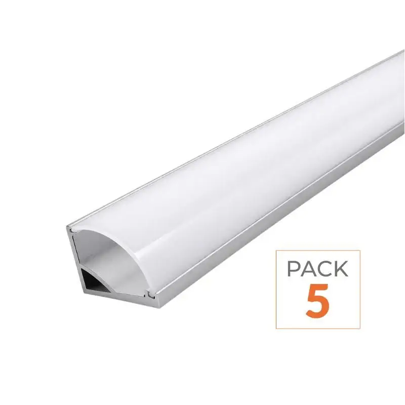 Super Prix Profilé Aluminium Angle 1m pour Ruban LED Couvercle Blanc Opaque – Pack de 5