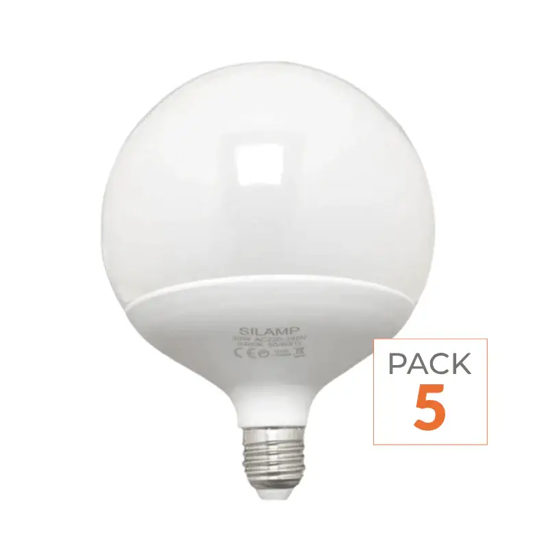 Acheter En Ligne Ampoule LED E27 18W 220V G95 300° – Pack de 5