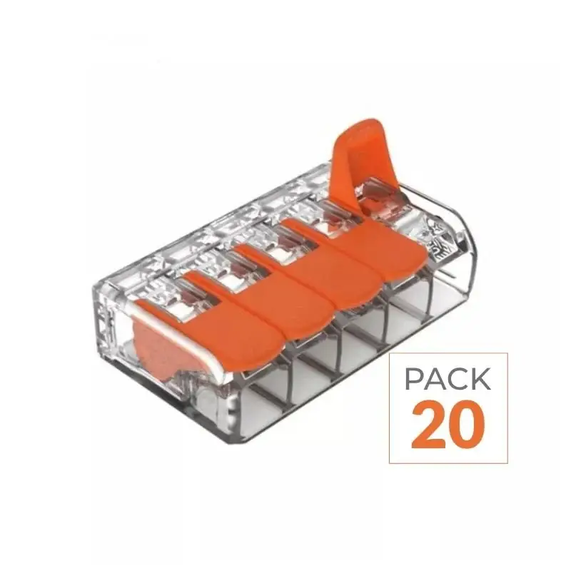 Borne de raccordement à levier 5 entrées – Pack de 20 Prix Bas