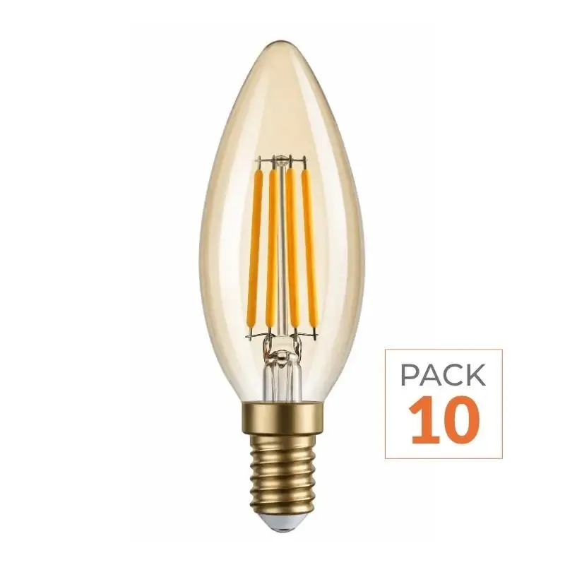 Ampoule LED E14 Filament 4W C35 Bougie – Pack de 10 Meilleur Prix