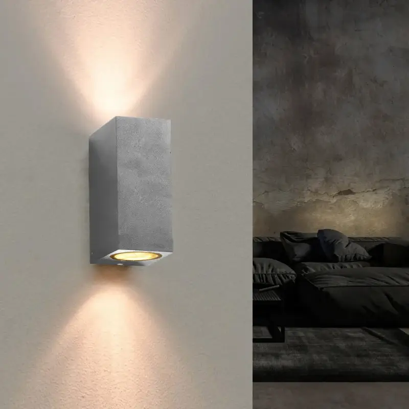 Applique Murale Argent LED Carrée IP44 double faisceau GU10 Paiement Sécurisé