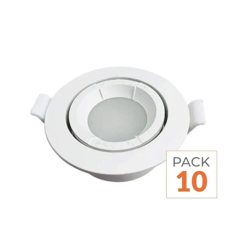Pack de10 - Support Spot Encastrable GU10 LED Orientable Rond BLANC Offre Limitée