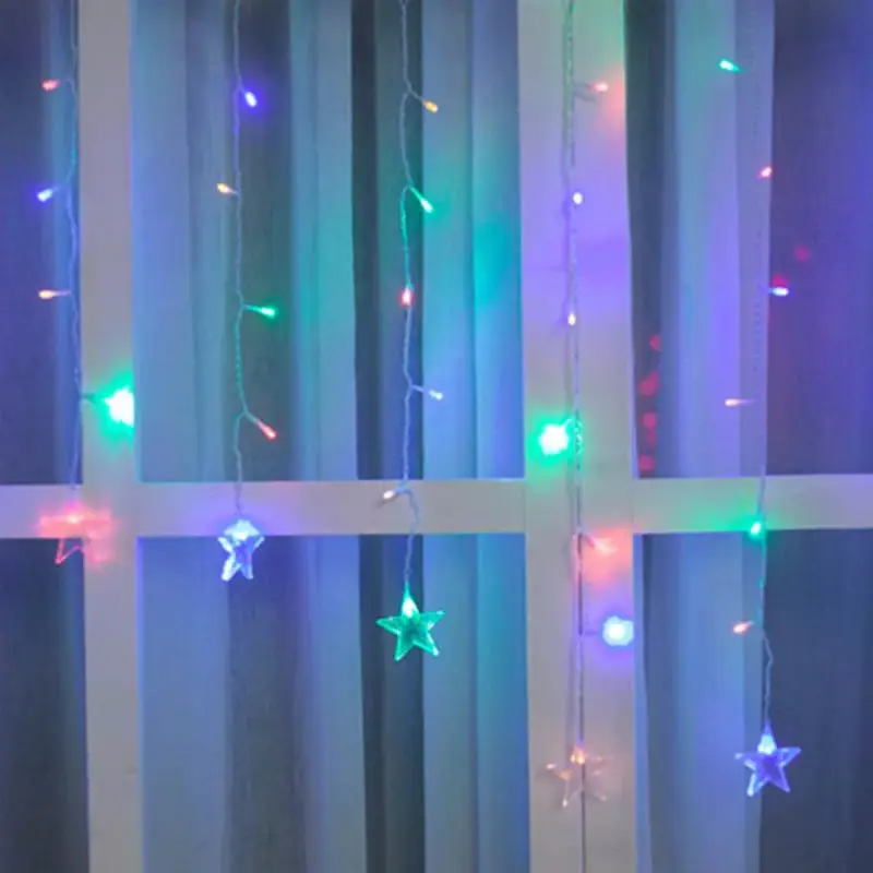 Authentique Guirlande LED Rideaux avec Etoiles 220V 2M IP44 100 LED – Multicolore (+transfo)