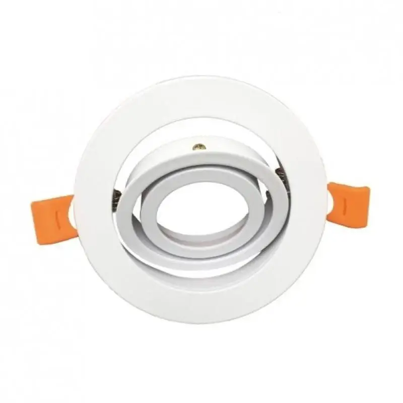 Support Spot GU10 LED Rond Blanc 110mm Orientable Vente Flash