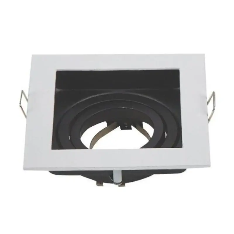Vente Directe Support Spot Encastrable GU10 Orientable Carré Blanc/Noir