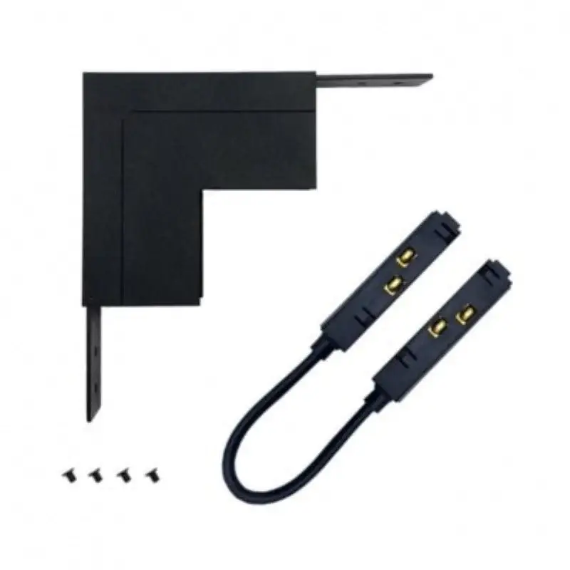 Connecteur Angle Rentrant pour Rail Magnétique en Saillie Noir + Connecteur Souple Soldes