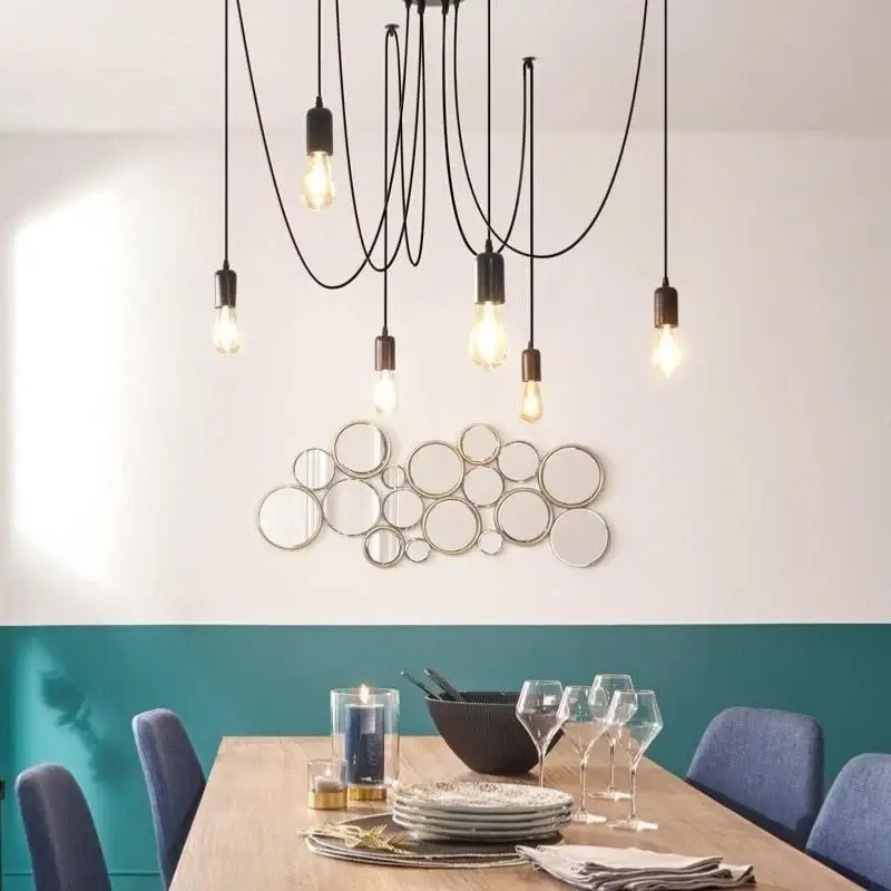 Offre Spéciale Suspension Métal Filaire Noir pour 6 ampoules E27