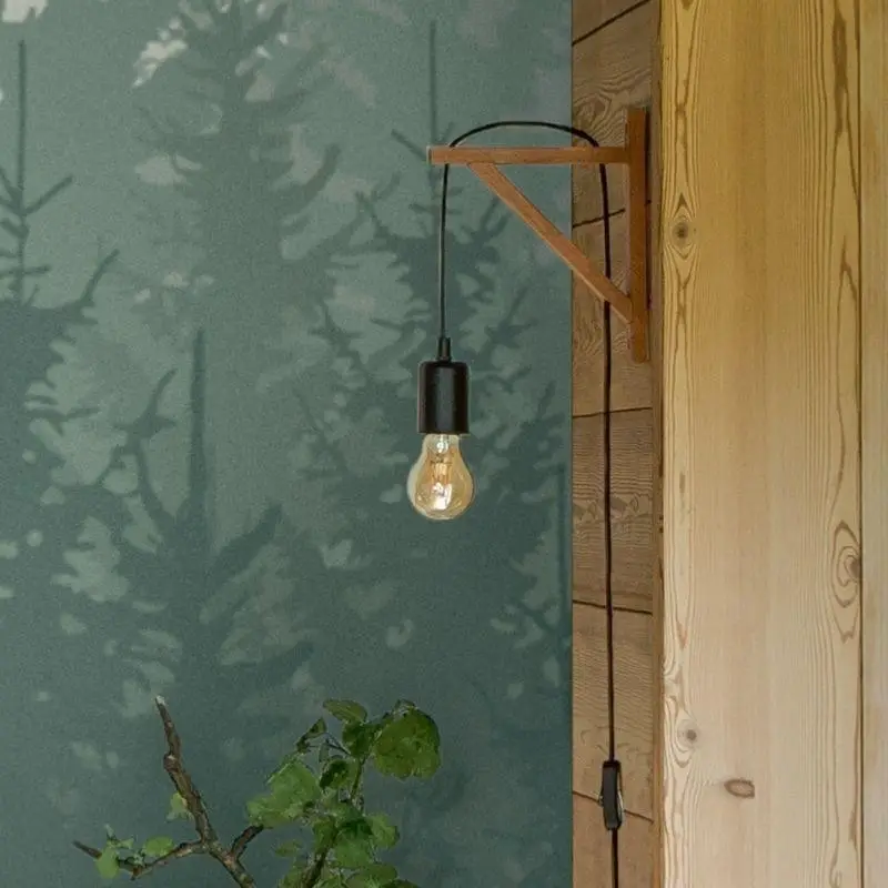 Quantité Limitée Applique Murale Bois Naturel 22cm pour Ampoule E27