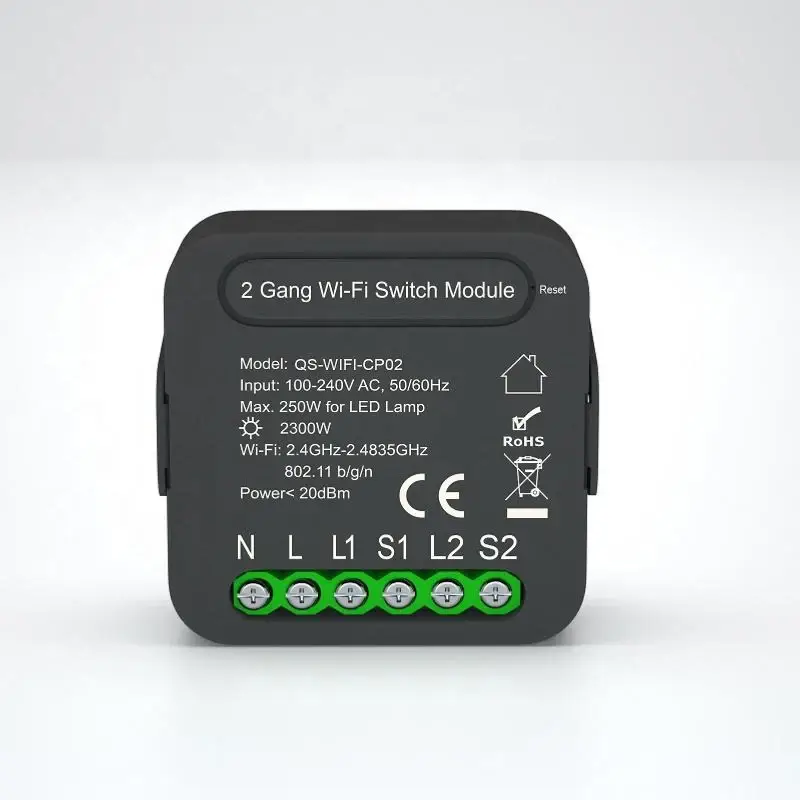 Super Prix Module Double Interrupteur WiFi Noir