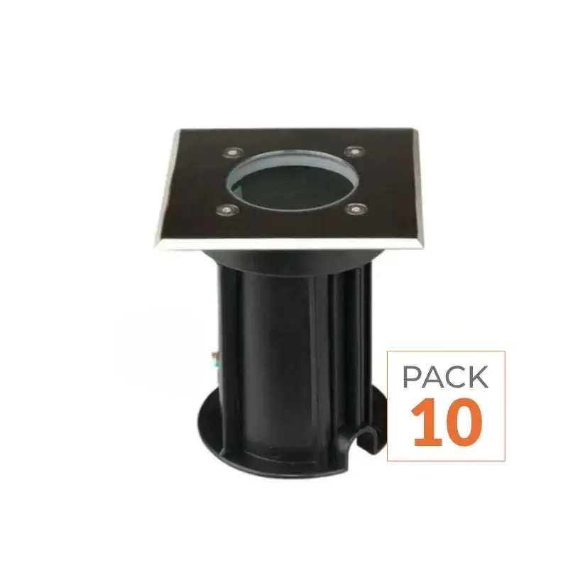 Spot LED Extérieur Encastrable Carré IP65 pour Ampoule GU10 - Pack de 10 Réduction