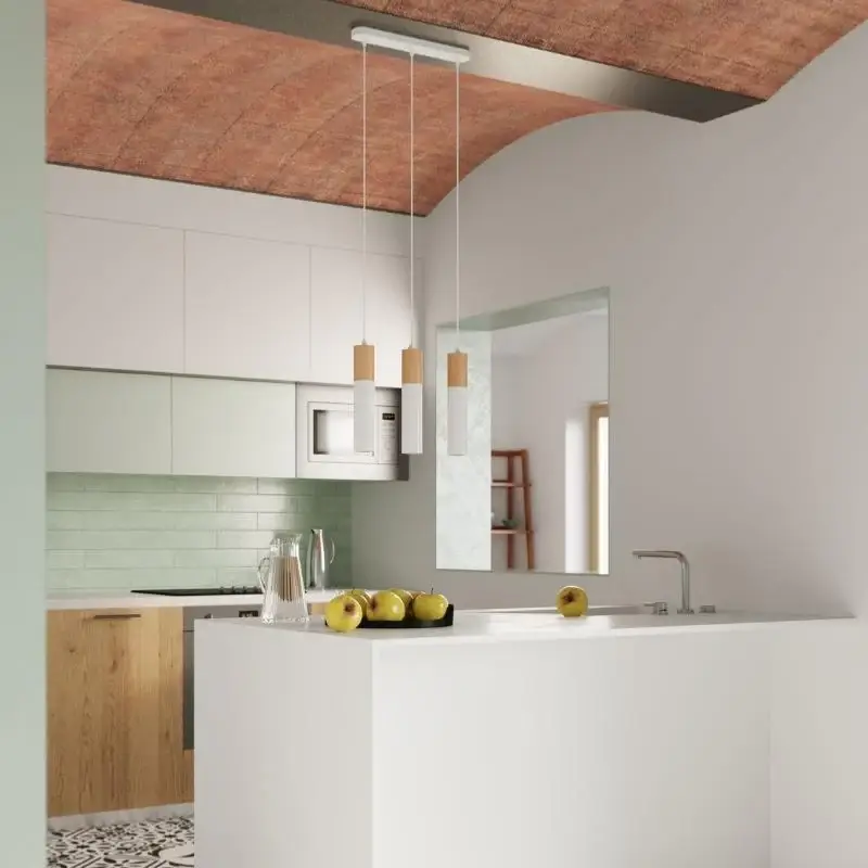 Suspension 3 Lampes Bois Blanc pour Ampoules GU10 Prix Choc