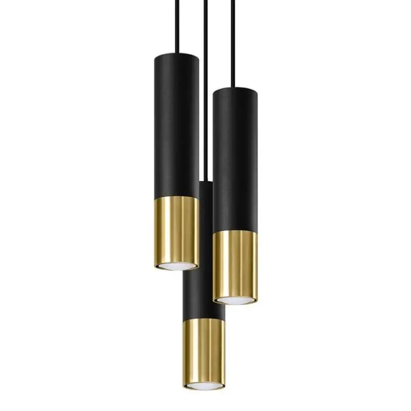 Suspension Design 3 Lampes Noir Or Élégant pour Ampoules GU10 Livraison Express