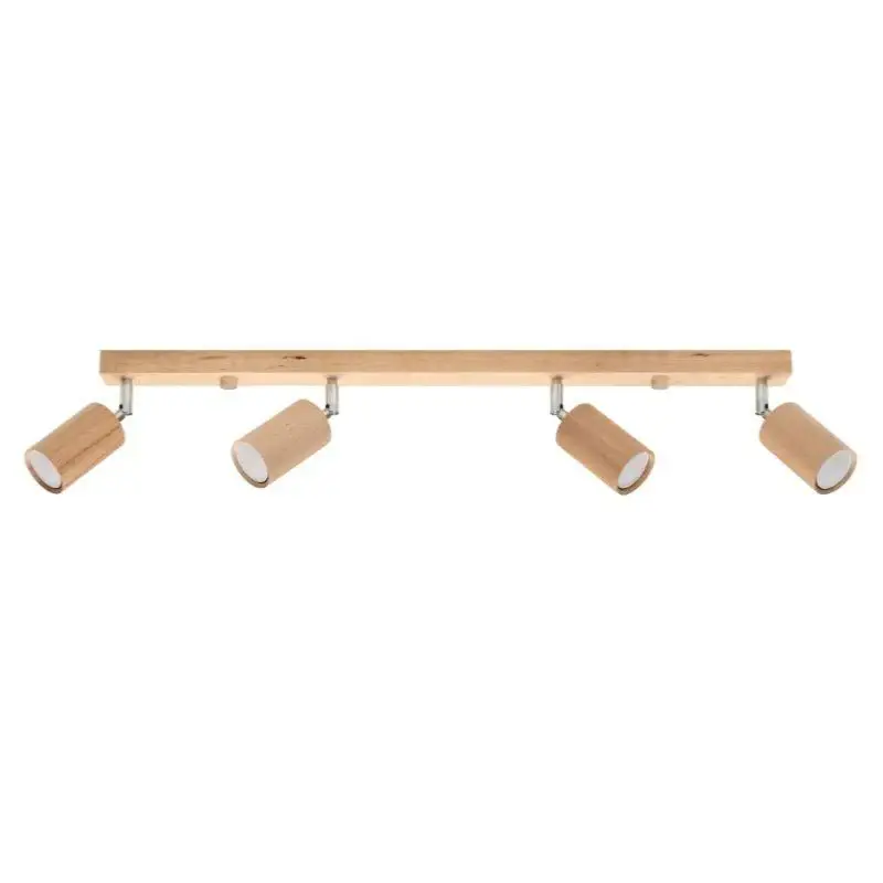 Vente Directe Plafonnier Bois Orientable pour 4 Ampoules GU10