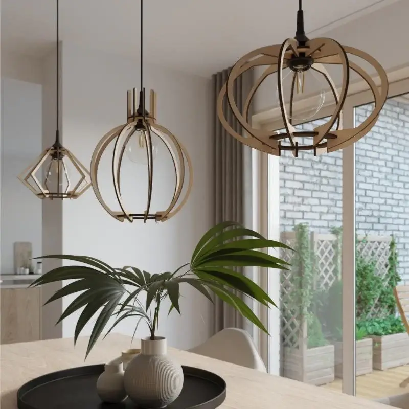 Offre Limitée Suspension Bois Ellipse pour Ampoule E27