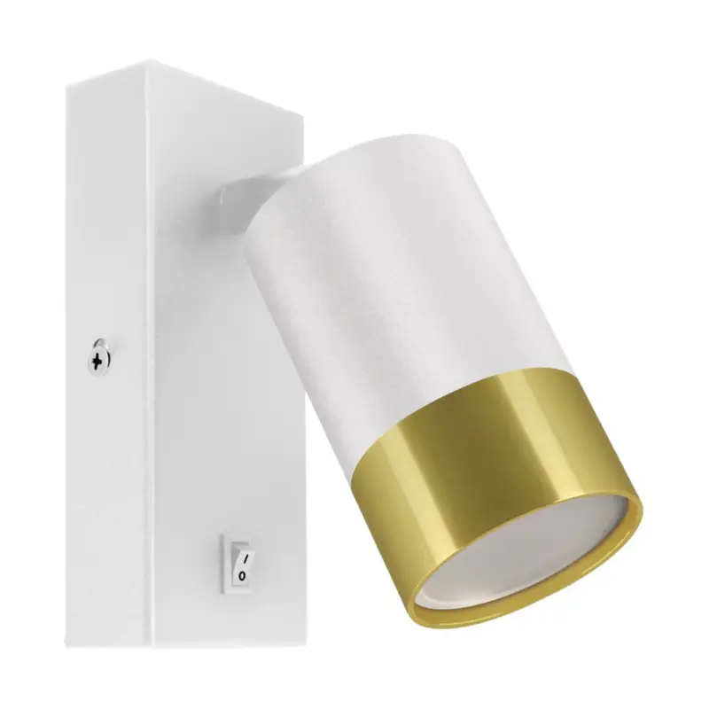 Vente Directe Applique Orientable avec Interrupteur BLANC et OR pour Ampoule GU10