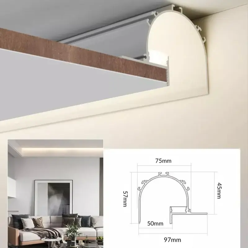 Profilé Aluminium Blanc 2m arrondi pour Ruban LED simple pour Faux-Plafond Nouveauté