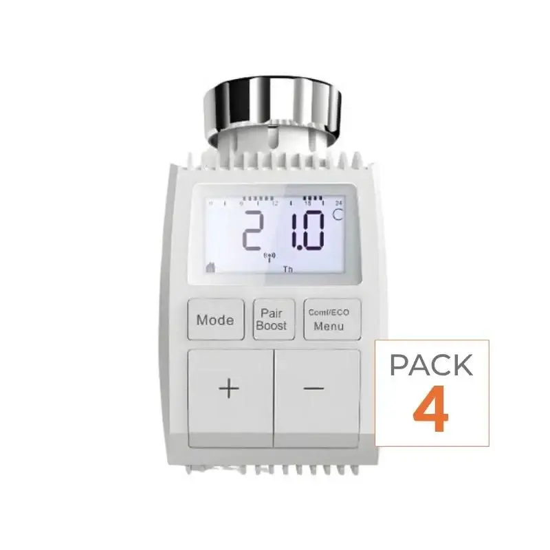 Tête Thermostatique Connectée ZigBee Universelle avec Ecran LCD (Lot de 4) Meilleur Prix