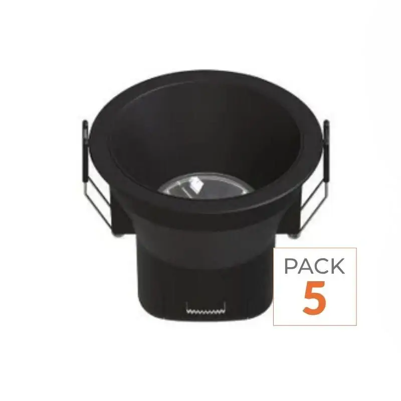 Prix Cassé Spot LED Encastrable 9W IP44 Dimmable Noir CCT Ø85mm - 3000K/4000K/6500K - Pack de 5