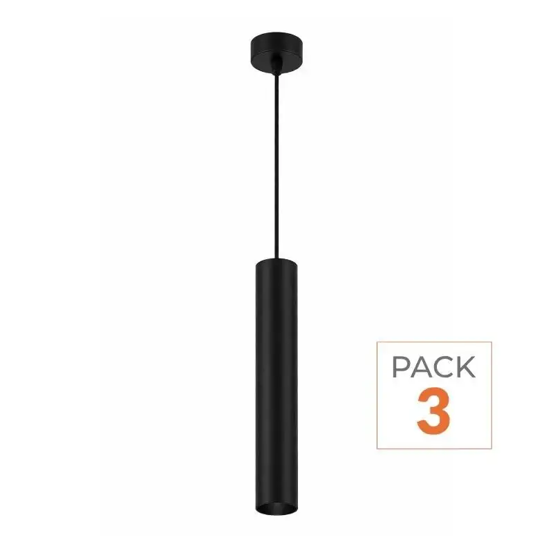 Luminaire Suspendu GU10 IP20 30cm NOIR – Pack de 3 Offre Limitée