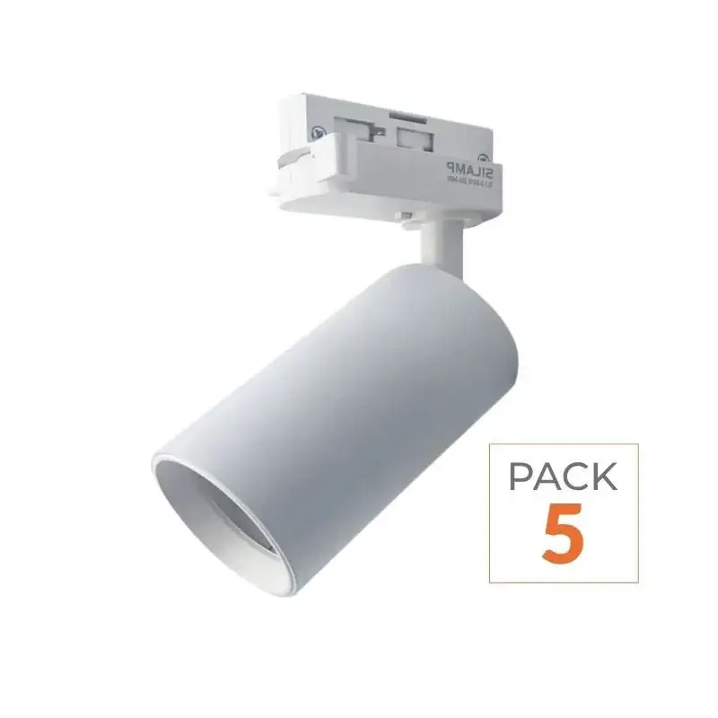 Spot LED sur rail 80° Monophasé BLANC pour ampoule GU10 - Pack de 5 Soldes