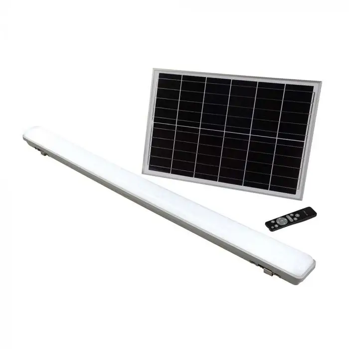 Réglette Solaire LED 120cm 18W IP65 CCT (Panneau Solaire + Télécommande Inclus) - 3000K/4000K/6500K Haute Qualité