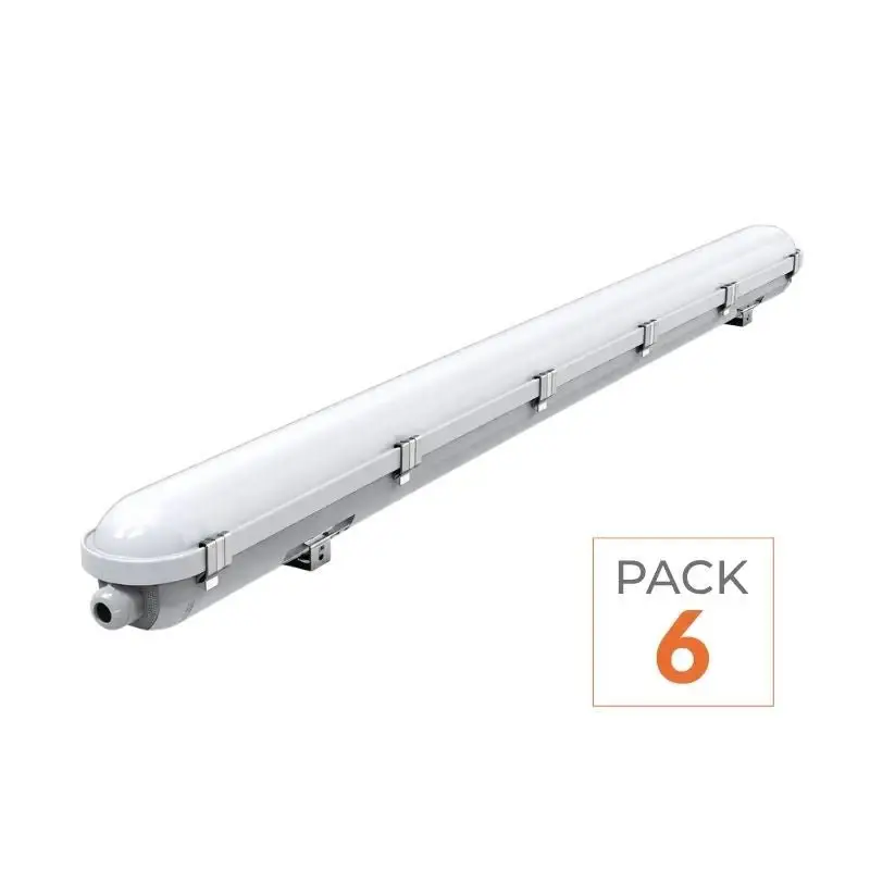 Réglette LED 120cm Étanche IP65 CCT - Puissance Ajustable 22/28/34/40W - 3000K/4000K/6500K - Pack de 6 Vente Flash