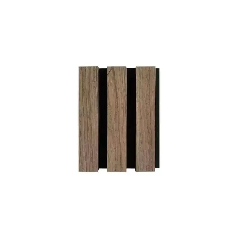 Nouveauté Panneau Acoustique Mural Tasseaux Noyer, Fond Noir – Échantillon 15×12 cm
