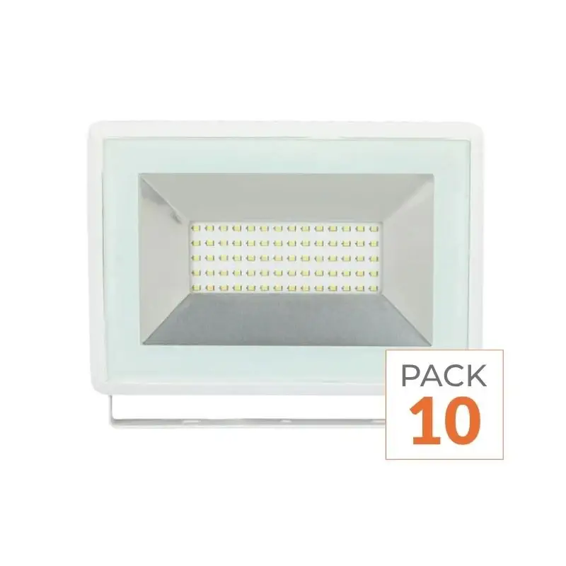 Projecteur LED Extérieur 50W IP65 BLANC IK06 - Pack de 10 Paiement Sécurisé