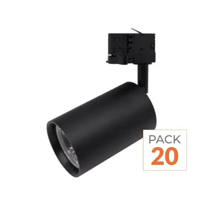 Spot LED sur Rail Triphasé CCT 30W 60° Noir - 3000K/4000K/6500K - Pack de 20 Offre Limitée
