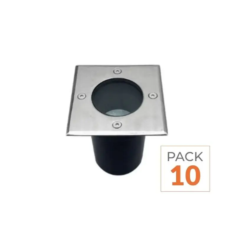Spot LED Extérieur Encastrable Carré pour Ampoule GU10 – Pack de 10 Marque
