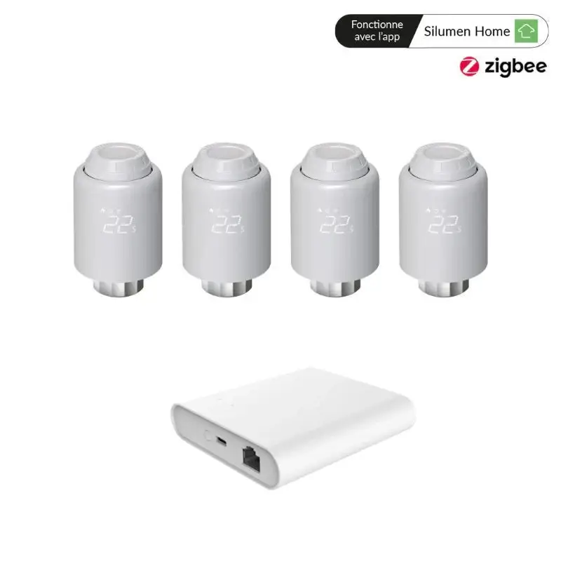 Remise Kit 4 Têtes Thermostatiques Connectées + Passerelle ZigBee Ethernet