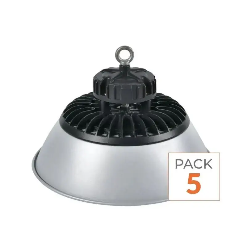 Commande En Gros Cloche LED Industrielle 150W 90° ARGENT 150lm/W – Garantie 5 ans – Pack de 5