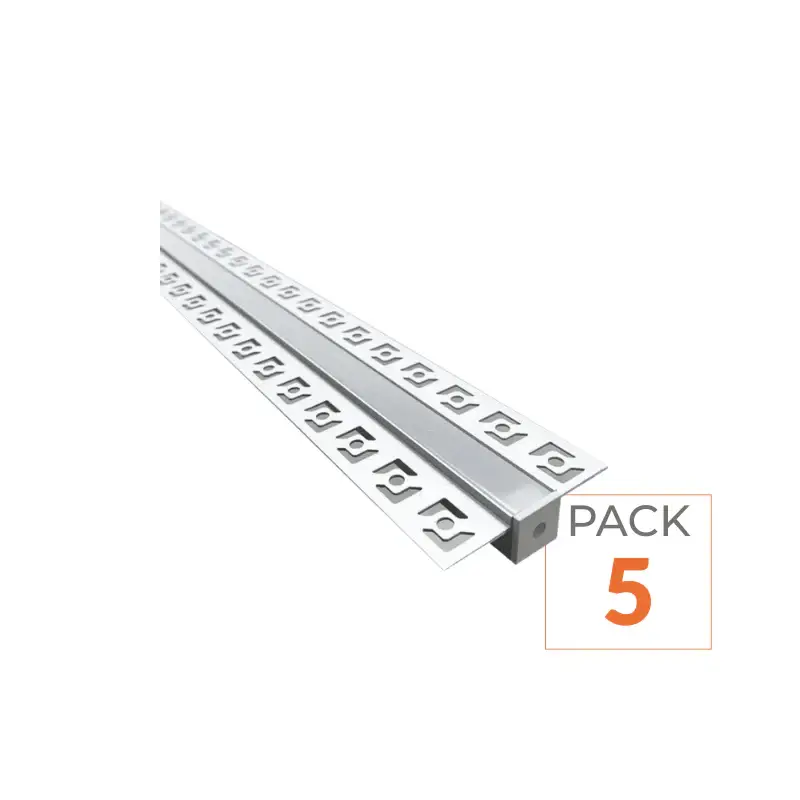Expédié Aujourd&rsquo;hui Profilé Aluminium encastrable 1m pour Ruban LED Couvercle Blanc Opaque – Pack de 5