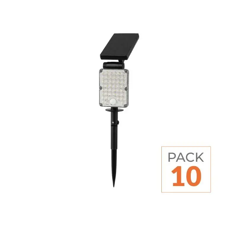 Promotion Saisonnière Pack de 10 – Spot LED Extérieur 3-CCT à Piquer IP65 Solaire 8W 1150lm 144lm/W avec Détecteur