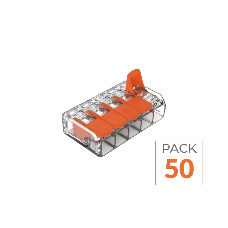 Borne de raccordement à levier 5 entrées – Pack de 50 Prix Réduit