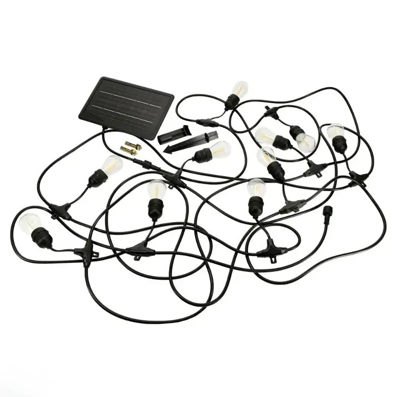 Guirlande Guinguette Solaire LED 10M 10pcs 3W IP65 – Câble Noir Promotion Saisonnière