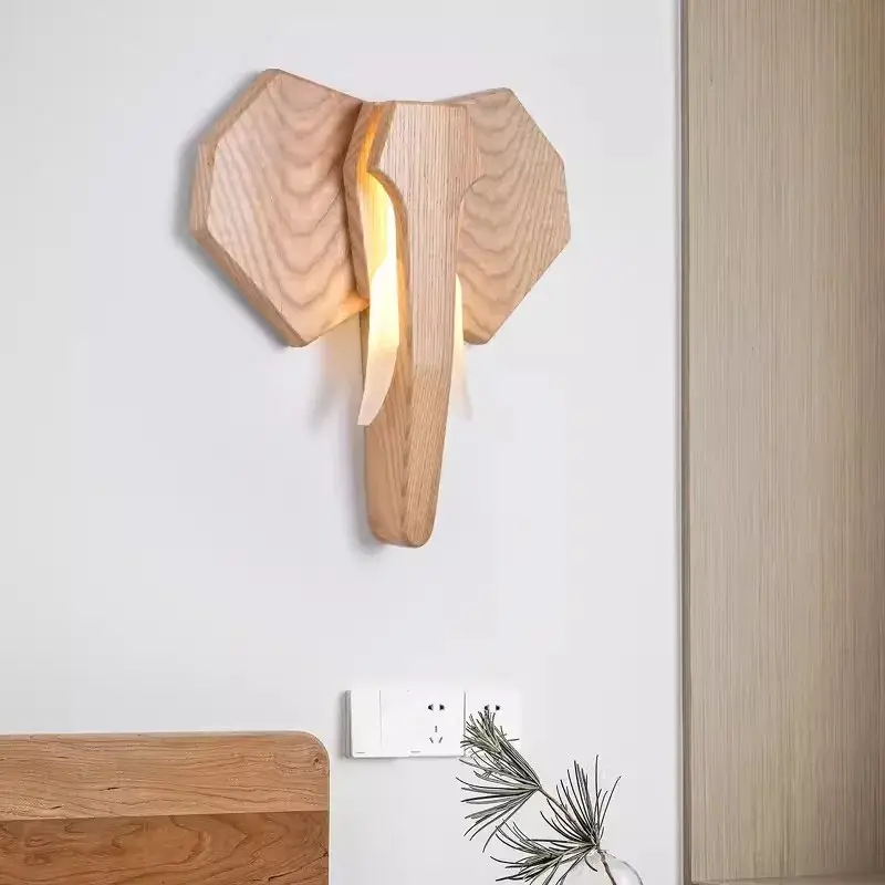 Prix Choc Lampe éléphant en bois de frêne style sud-est asiatique