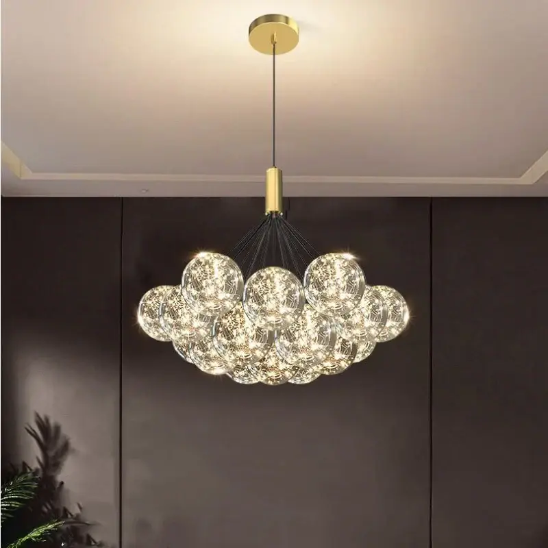 Offre Spéciale Lustre boule à bulles en verre pour éclairage romantique moderne