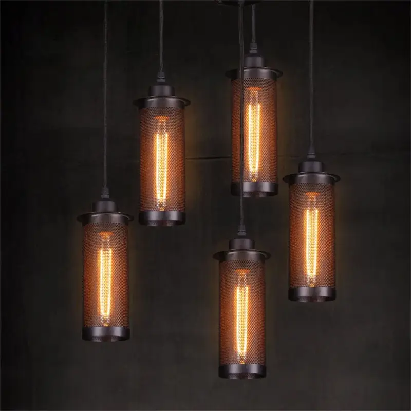 Suspension industrielle en maille de fer pour bar et loft vintage Remise