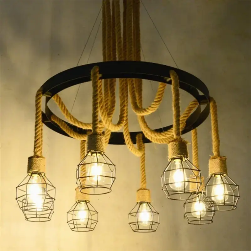 Offre Spéciale Suspension vintage en corde de chanvre pour restaurant café bar