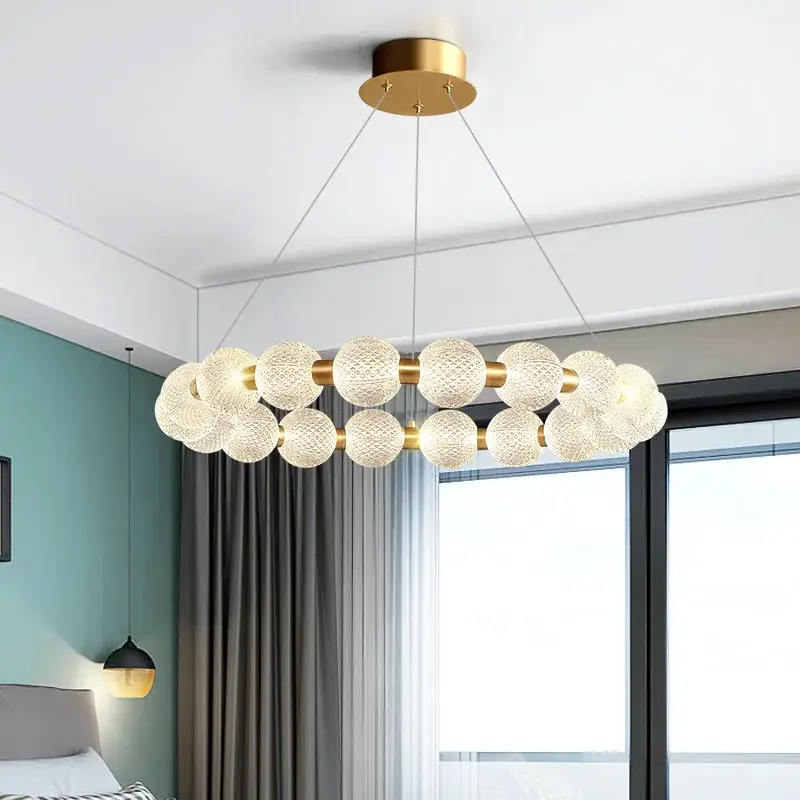 Vente Directe Suspension led ronde en laiton cuivre et aluminium décorative