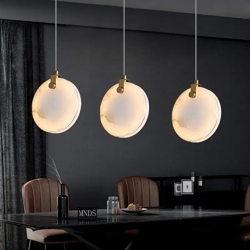 Quantité Limitée Lustre led en marbre naturel avec fil réglable en laiton
